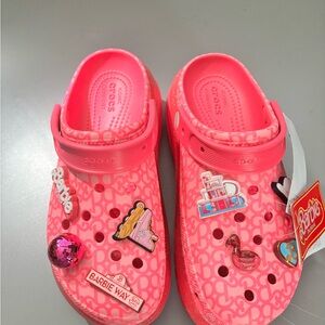 CROCS Women Pink Clogs with Fun Charms